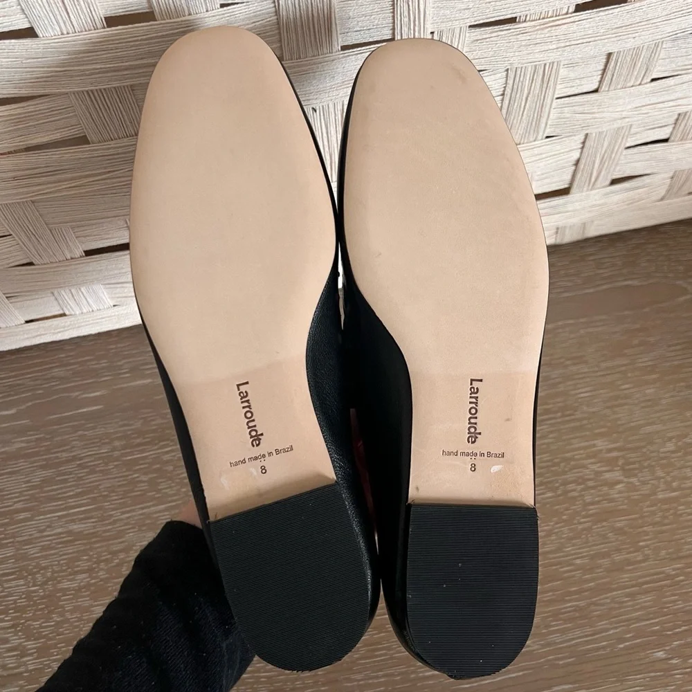 NWOB Larroude Blair Broderie Black Scalloped Mary Jane Ballet Flats - Picture 3 of 4